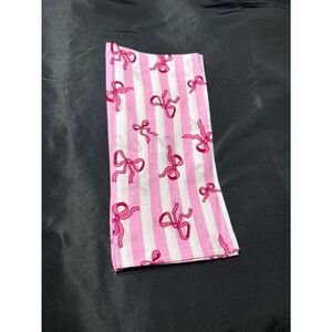 New 22” Pink Striped Scarf with Bow Print Bandana